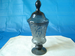 Black Etched Apothecary Jar with Tear-Drop Top - FayZen's Kreations