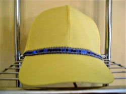 Royal Blue Metallic Sequin Trimmed Yellow Baseball Hat - FayZen's Kreations