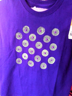 Green Polka Dots with Raised Purple Dots Hand Painted Youth T-Shirt - FayZen's Kreations