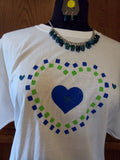 Hand-Painted Heart Within A Green & Navy Checkered Heart Unisex T-Shirt plus Necklace Set - FayZen's Kreations