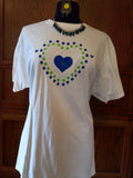 Hand-Painted Heart Within A Green & Navy Checkered Heart Unisex T-Shirt plus Necklace Set - FayZen's Kreations