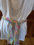 Green Diamond Mesh Ribbon Handcrafted Ladies T-Shirt with Scarf plus Necklace Set - FayZen's Kreations
