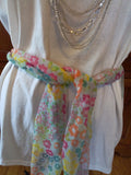 Green Diamond Mesh Ribbon Handcrafted Ladies T-Shirt with Scarf plus Necklace Set - FayZen's Kreations
