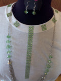 Green Diamond Mesh Ribbon Handcrafted Ladies T-Shirt with Scarf plus Necklace Set - FayZen's Kreations