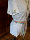 Green Diamond Mesh Ribbon Handcrafted Ladies T-Shirt with Scarf plus Necklace Set - FayZen's Kreations