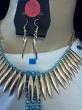 Turquoise Gem Hand Crafted Ladies T-Shirt with Sash plus Necklace Set & Bracelet - FayZen's Kreations
