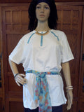 Turquoise Gem Hand Crafted Ladies T-Shirt with Sash plus Necklace Set & Bracelet - FayZen's Kreations