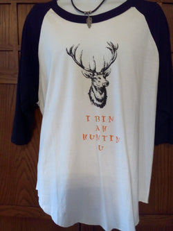 "I Bin Ah Huntin U" Men's Baseball T-Shirt plus Leather Leaf Necklace - FayZen's Kreations